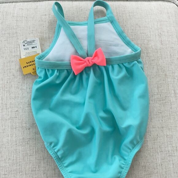 Cat & Jack Blue and Pink Blue Paradise Swimsuit Size 3-6months - Picture 4 of 5